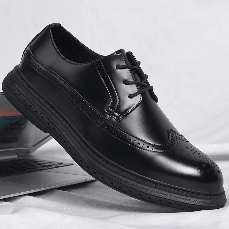 Модная офисная обувь для мужчин, повседневная обувь, дышащие кожаные мокасины для вождения, удобные черные броги в стиле ретро