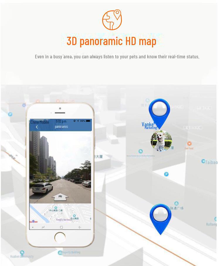 Водонепроницаемый GPS-трекер и локатор для домашних животных со звуковым/световым искателем для собак и кошек