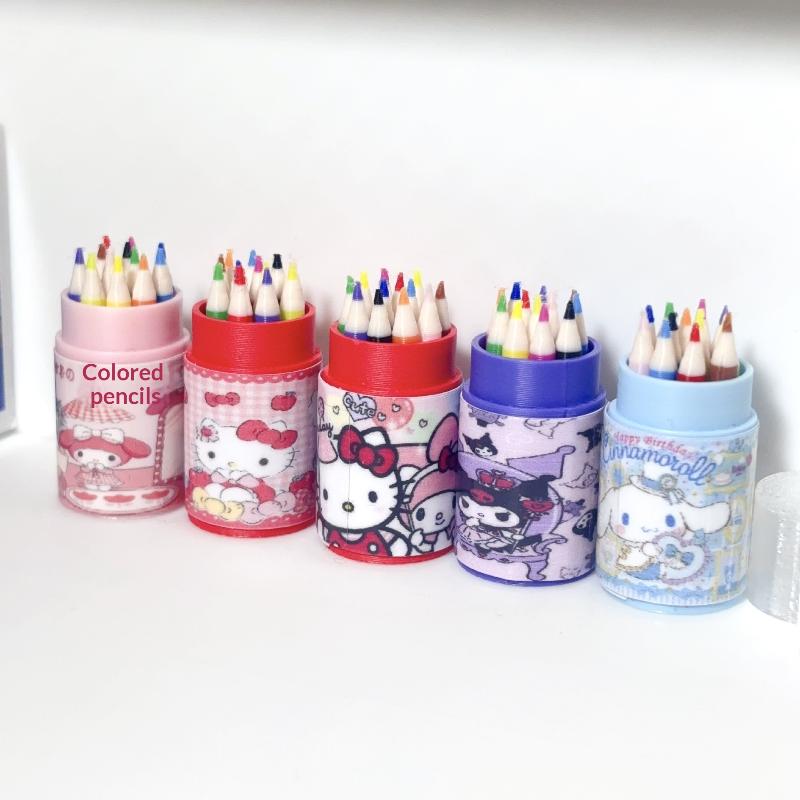 1 Набор Кукольный домик Sanrio Миниатюрный ведерко для цветных ручек Мини-карандаш Школьные принадлежности Модель Игрушка для игры в притворство Ребенок Аксессуар для кукольного домика