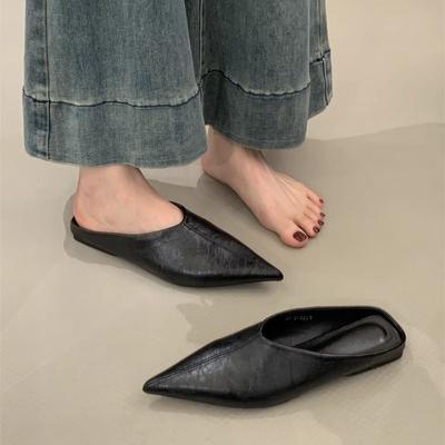 Модные женские мюли 2025 лето новая марка тапочки модные остроносые повседневные слипоны женские мюли уличные туфли-сандалии женские балетки