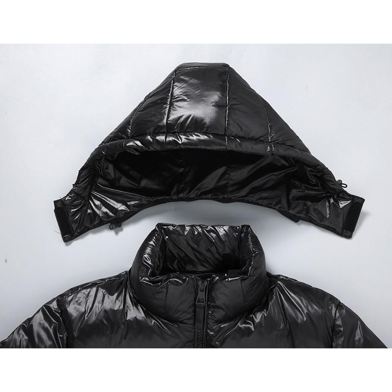 Black Short Down Jacket Unisex Thick Warm Casual Coat Trendy Winter Outerwear