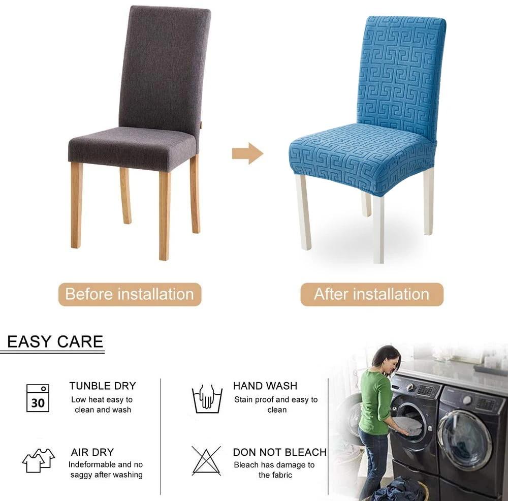 Thicken Fabric Chair Cover Jacquard Seat Cover Big Elasticity Chair Protector Chair Cover for Dining Room Wedding Office Banquet