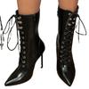 Осенне-зимние женские ботильоны, сексуальные туфли-лодочки на высоком каблуке для танцев на пилоне с острым носком, модные туфли «Челси» на молнии на шнуровке Female2024
