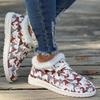 European and American Christmas Women's Shoes Autumn/Winter New Printed Casual and Velvet Warm Women's Flat Cotton Shoes