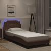 VidaXL Bed Frames with LED Lights, Upholstered Bed, Single Bed, Indoor Bedroom Adult Bed, Modern, Brown 3214084