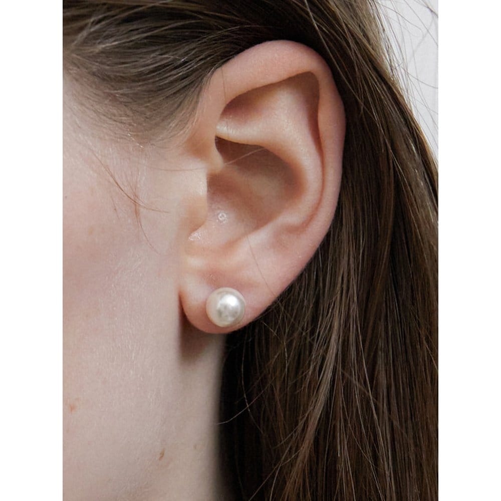 [Byer] H Edition Silver (W) White Pearl Earrings 8mm Bh6E49640W9Xxx