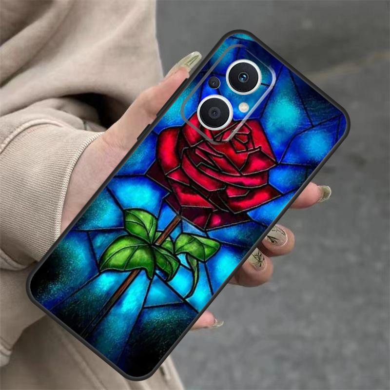 Stained Glass Rose Galaxys Case For OPPO Reno 14F 13F 12F 11F 10 12 13 14 Pro 7 8 Lite OPPO Find X5 X6 X8 X9 Pro Cover
