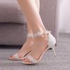 2023 Summer Elegant Fashion Women's Thin High Heels Lace Flowers Open Toe Ankle Strap Sandals Wedding Shoes New