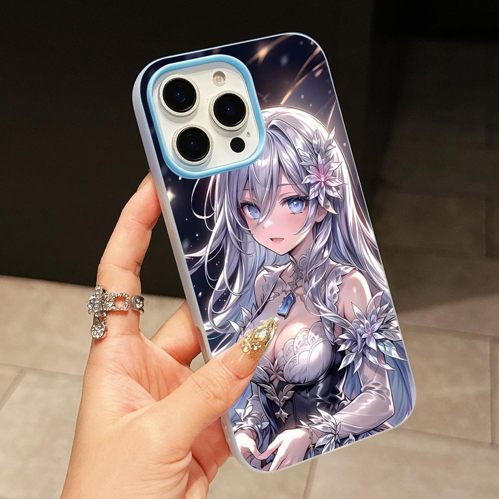 Date a Live Mio Takamiya Jelly Double layer Light Blue Mobile Phone Case for iPhone 17 16 15 14 13 12 11 Air Pro Max Plus