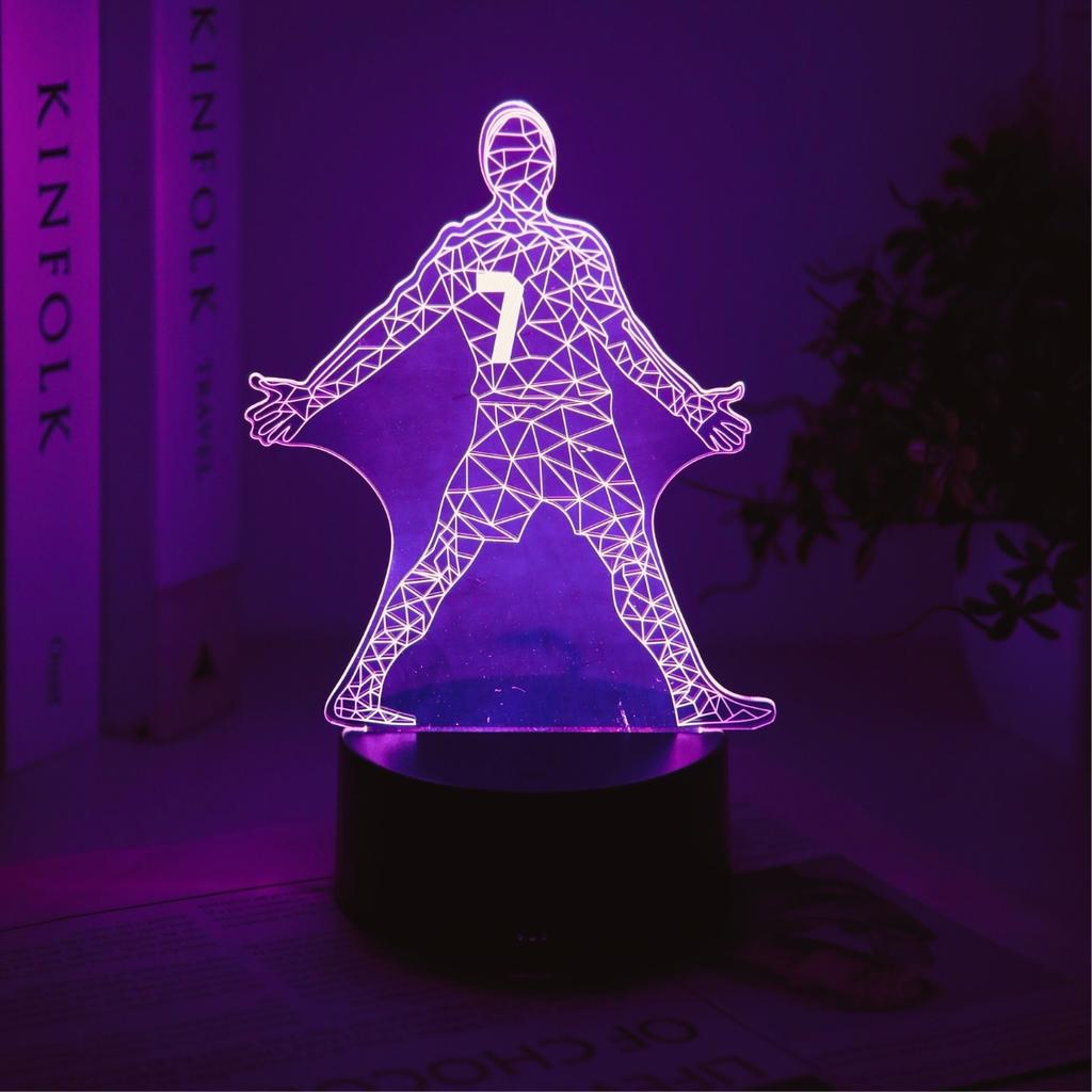 Футболист 3D ночник, сенсорное управление семью цветами, питание от USB, идеальный выбор для подарка