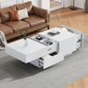 Coffee Table, Modern Extendable, Creative Sofa Table Coffee Table 4 Drawers Hidden Storage Compartment, Center Table Living Room Office, White