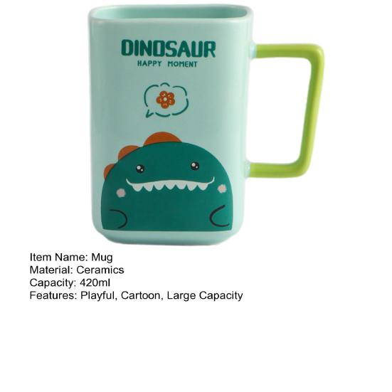 Керамическая кружка с изображением кота, кофейная кружка, квадратная художественная чашка, 420 мл, большая емкость, мультяшная чайная кружка, модная посуда для напитков, подарок для мужчин и женщин