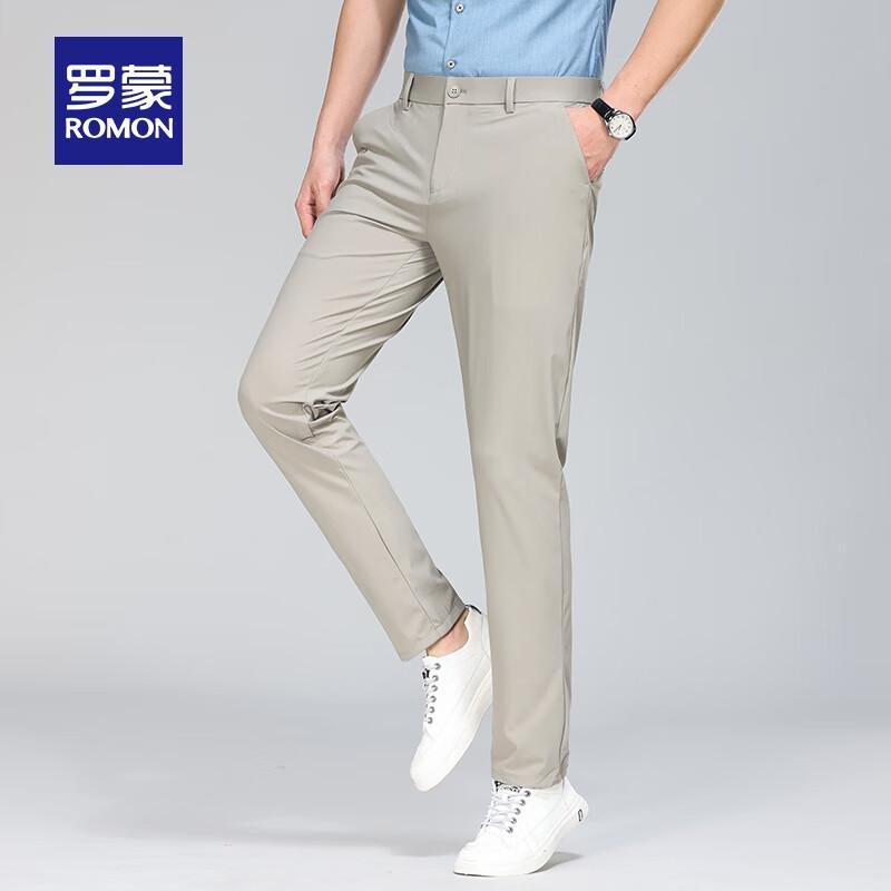 Luomeng Men's Ice Silk Straight Leg Casual Pants