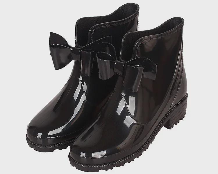Женские европейские и американские резиновые сапоги Bow Low Tube — модные нескользящие сапоги из ПВХ для ношения на открытом воздухе.