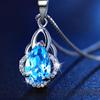 Ожерелье Yi Hua Капля Морской Голубой Топаз и Кристалл для Женщин