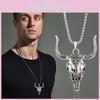Смелое западное ожерелье-подвеска в виде бычьего черепа для мужчин, изготовленное из прочной титановой стали
