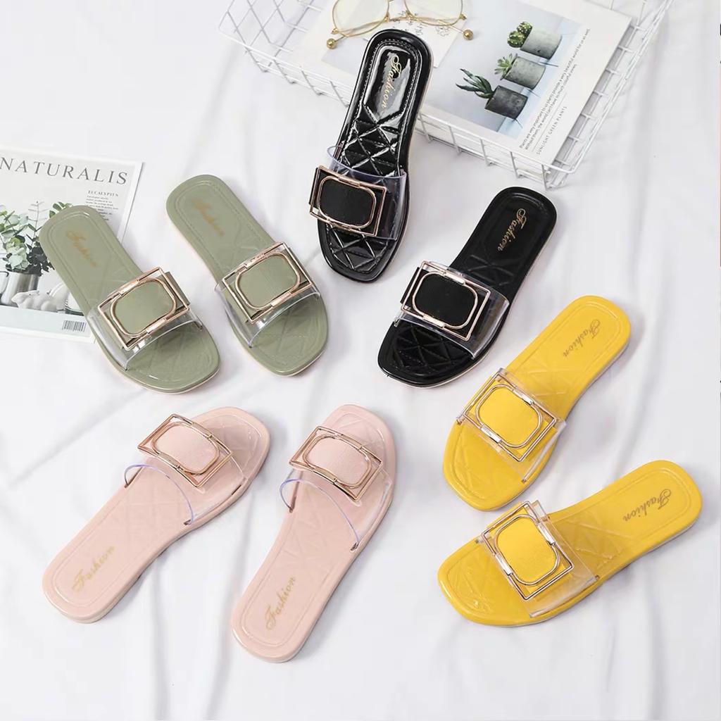 Женские тапочки с пряжкой из натуральной кожи, шлепанцы, туфли на толстой подошве, пляжные сандалии, женские шлепанцы для улицы, летние rty678