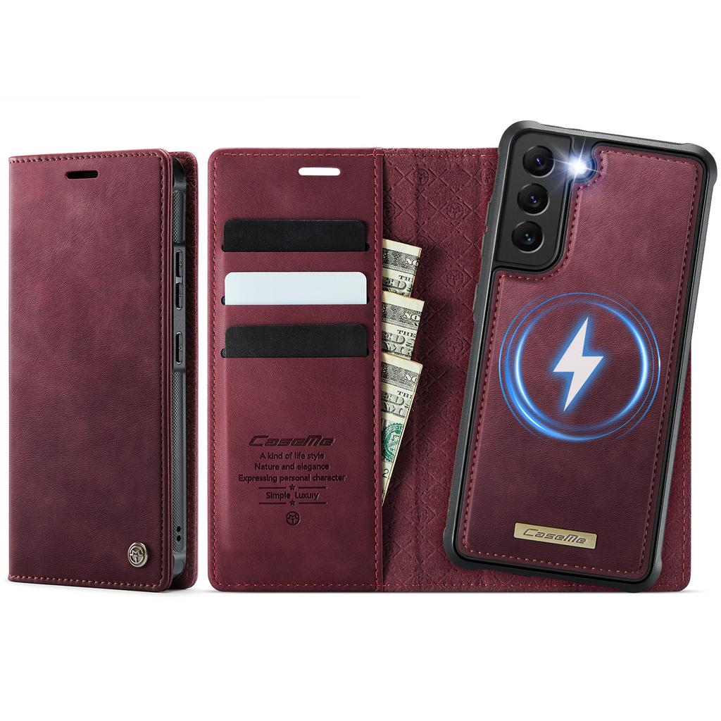 For Samsung Galaxy S22+ 5G Case CASEME C49 Compatible with MagSafe RFID Blocking Detachable Wallet Leather Phone Cover
