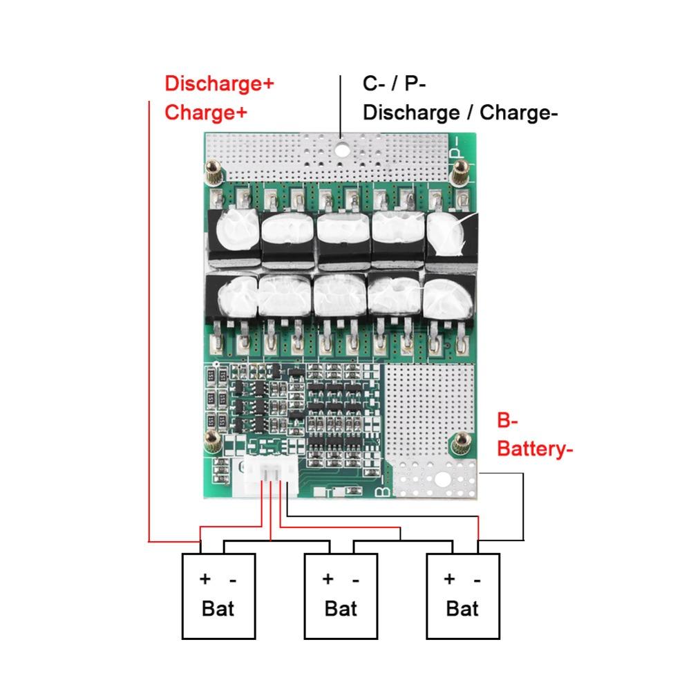 3S 11.1V/12V/12.6V 50A Balance Battery PCB Board BMS PCB Protection Board  For 18650 Battery