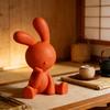 Милый кролик, думающий, 3D-печатное украшение с нескользящей основой, матовое покрытие, забавные фигурки кроликов для автомобильных аксессуаров, украшение для дома, офиса, рабочего стола
