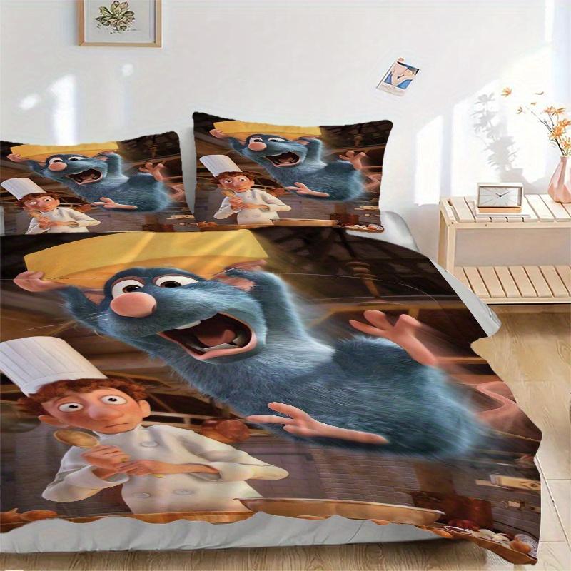 3pcs Ratatouille Movie Poster Quilt Set, Soft and Comfortable Bedroom, Guest Room and Dorm Decor Bedding Set 1 Quilt Cover + 2 Pillowcases.Q