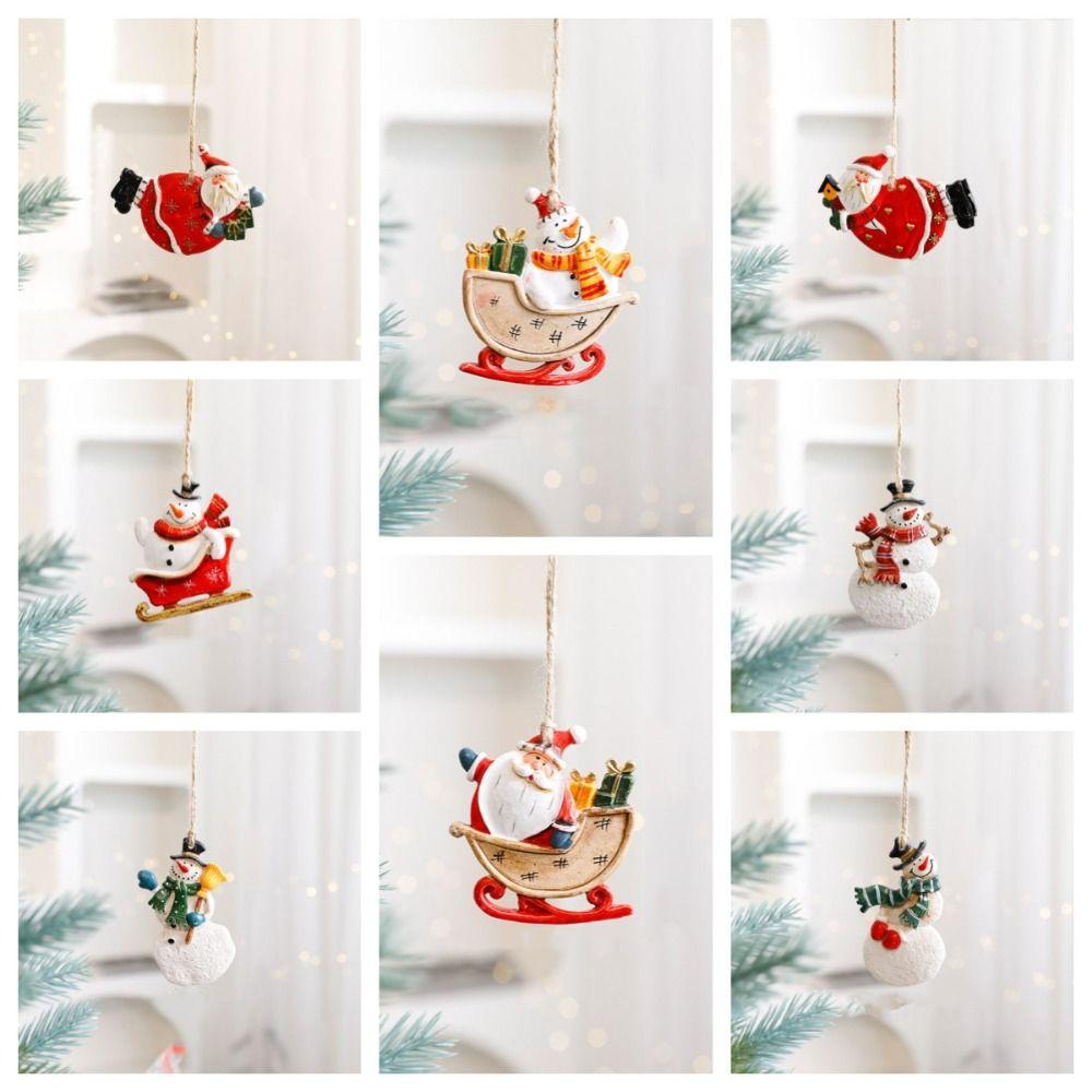 Resin Christmas Tree Hanging Ornament Snowman Xmas Pendant Christmas Gift Toy