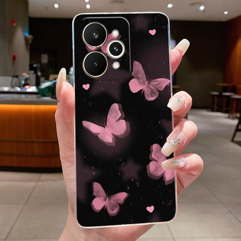Для Realme 15 Pro 15T 5G Элегантный Цветок Бабочка Бант Чехол для Телефона Funda RMX5106 RMX5101 Мягкий Силикон Прозрачный ТПУ Гелевый Чехол