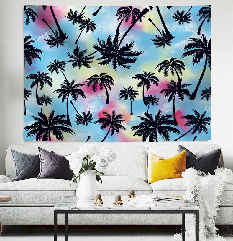 Пляжный пейзаж с кокосовыми пальмами Гобелен 3D Лесной пейзаж с водопадом Настенный декор Домашний фон Ткань Декор Садовый плакат для улицы