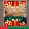 Merry Christmas Window Decor: Red Ribbon, Gold Snowflake, Static Cling