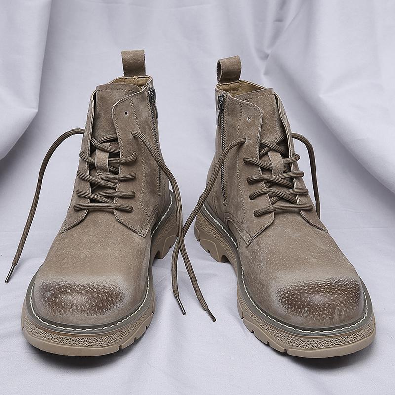 Зимние новые высококачественные уличные короткие ботинки мужские классические ботинки пустыни с круглым носком на низком каблуке модные повседневные уличные повседневные мужские туфли