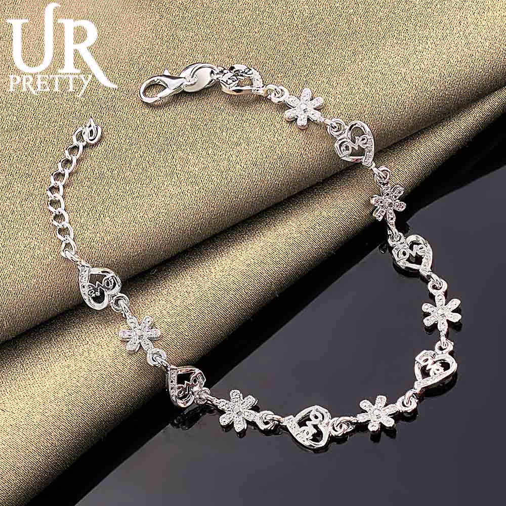 Браслет в форме цветка из стерлингового серебра 925 пробы с цирконием AAA, модные свадебные украшения