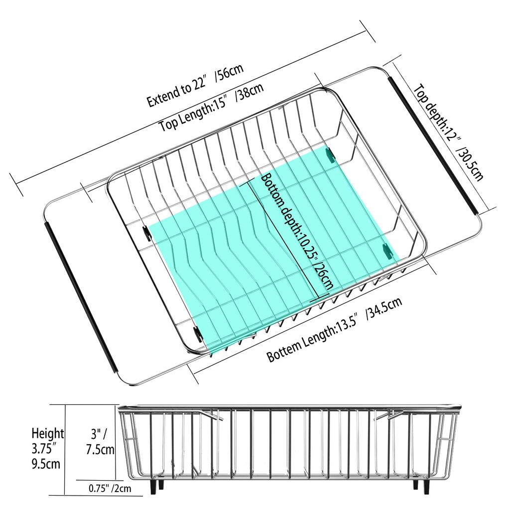 SANNO Expandable Dish Drainer Wire Sliding Dish Dish Drainer Kitchen Dish Cutlery Holder Stainless Steel Basket, Drainer, Rack, Rack, Holder,