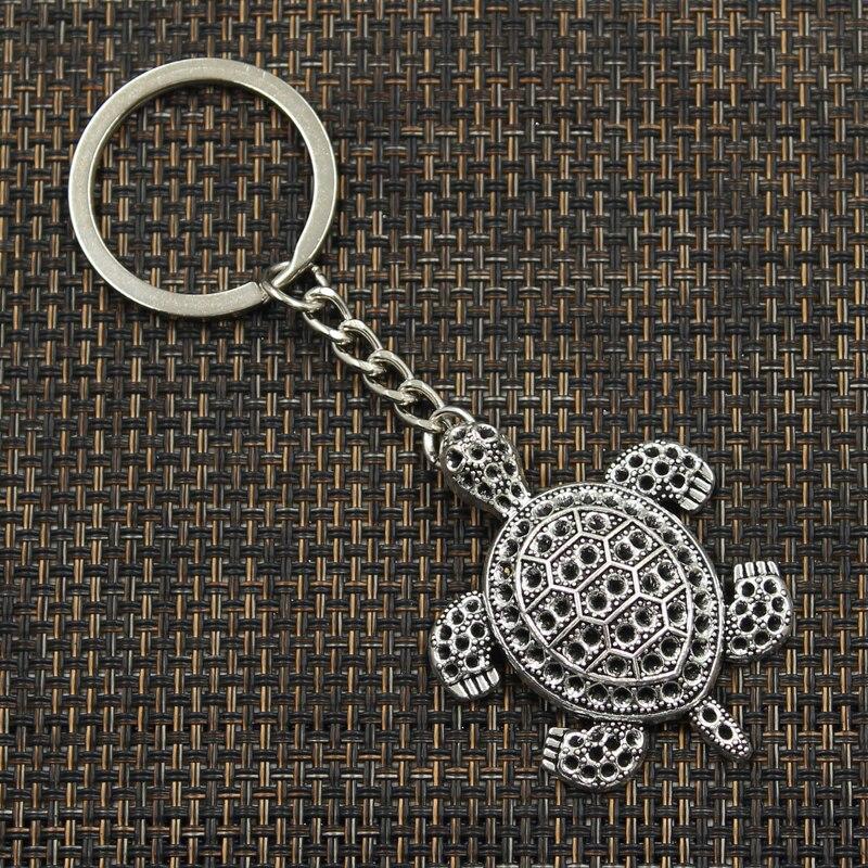 Модный брелок для ключей 30 мм, металлический брелок для ключей, ювелирные изделия, антикварное покрытие, черепаха, морская черепаха, 48x38 мм, кулон