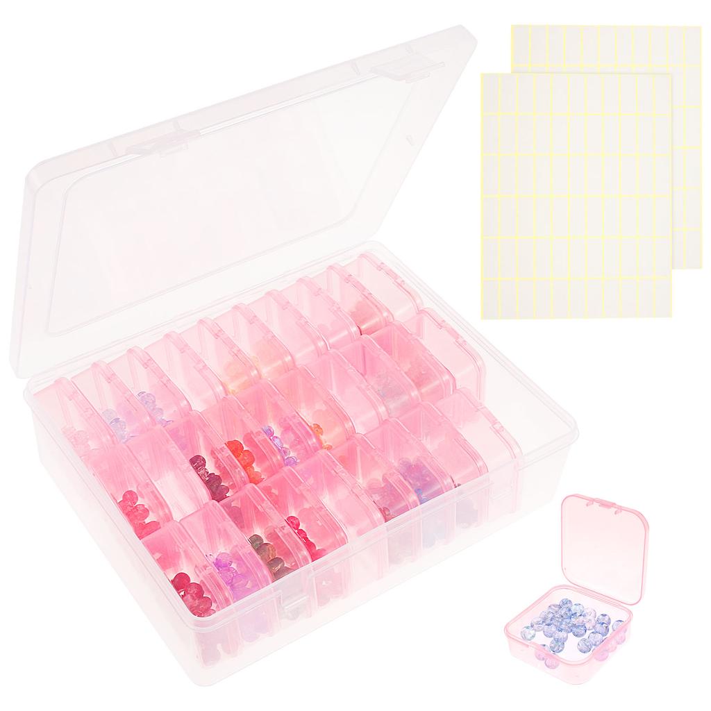 Органайзер для бисера Пластиковый контейнер для хранения бисера Портативная маленькая коробка для хранения бисера с 132 этикетками для хранения браслетов, серег