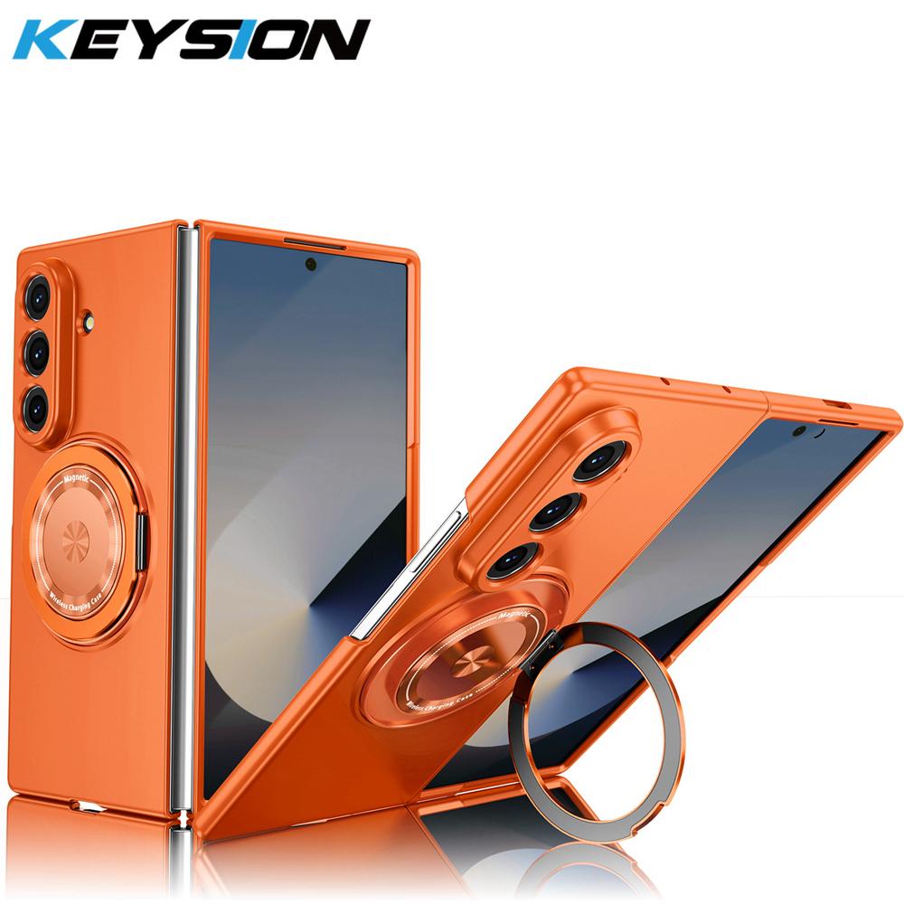 KEYSION Вращающаяся на 360° магнитная подставка-кольцо Чехол для телефона MagSafe для Samsung Galaxy Z Fold 7 5G Беспроводная зарядка Жесткая задняя крышка