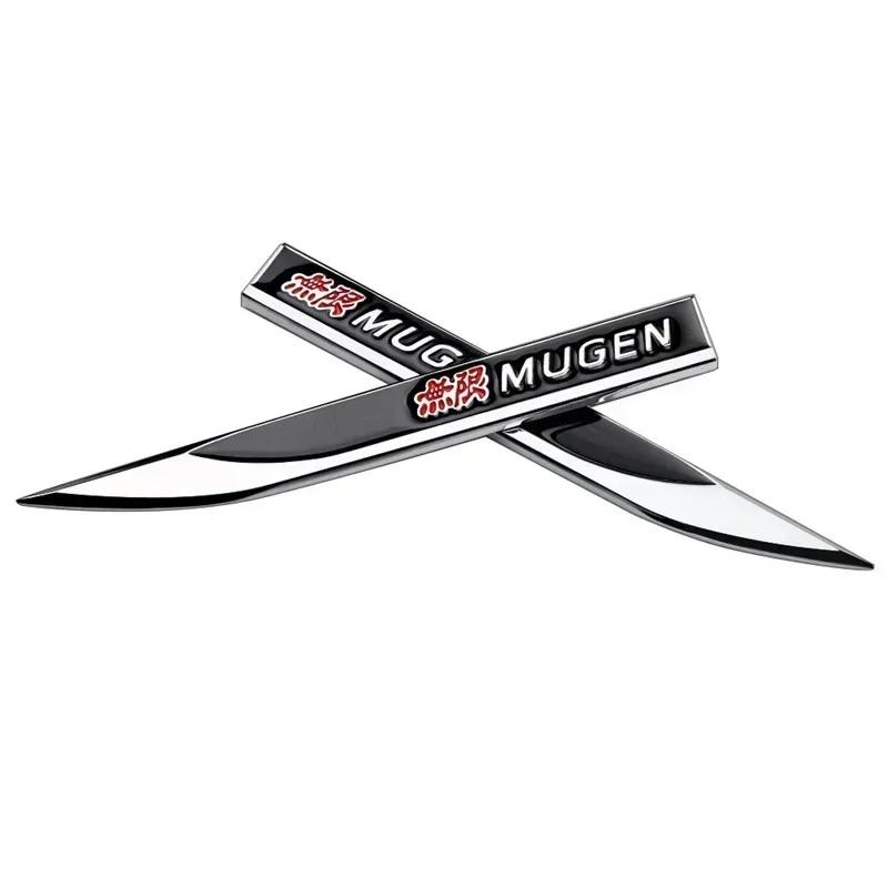 FIQ1 2pcs x Metal Mugen Logo Side Fender Emblem Badge Car Body Sticker Decal for Honda Civic City Jazz Accord Crv Fit Insight