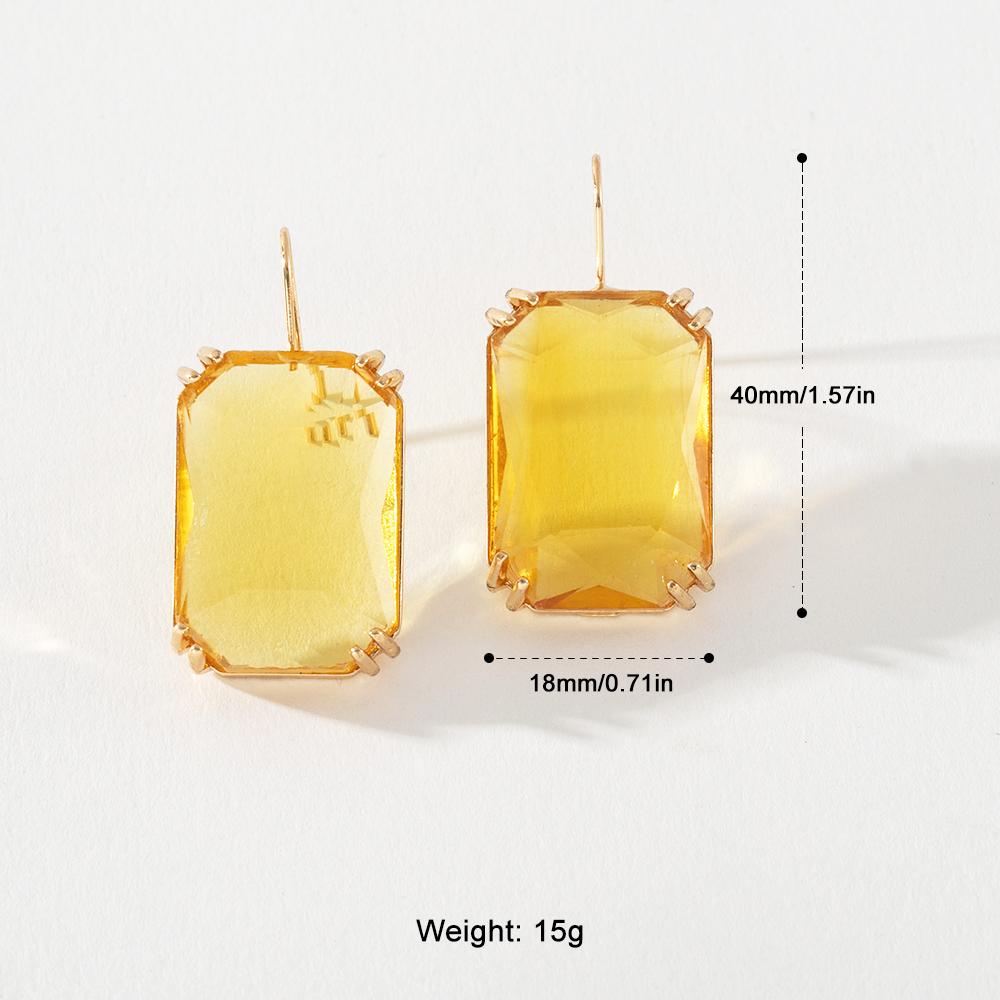 Pinkdudu Fashion Color Rhinestone Stud Earrings Simple Alloy Square Glass Earrings for Women Jewelry Gifts PD685