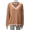 New Deep V-Neck Commuting Knitted Sweater - Autumn/Winter Loose Off-Shoulder Style for Women