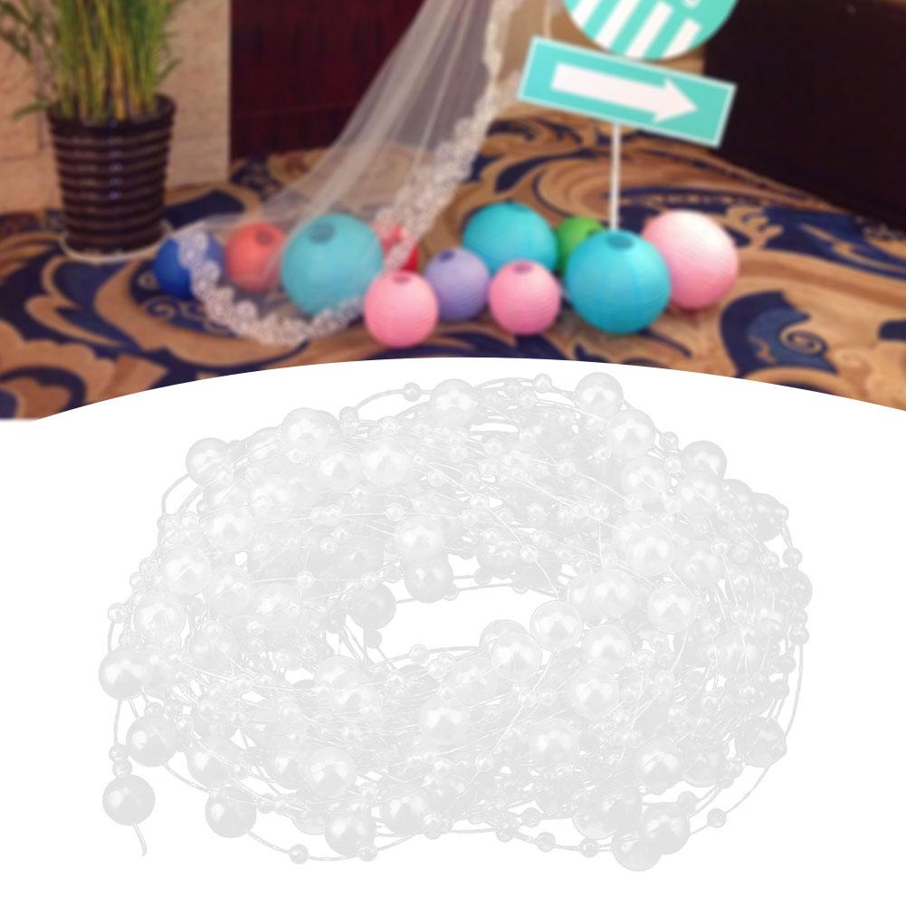 10M Fishing Thread Artificial Pearls Beads Chain DIY Wedding Party Decoration (white)