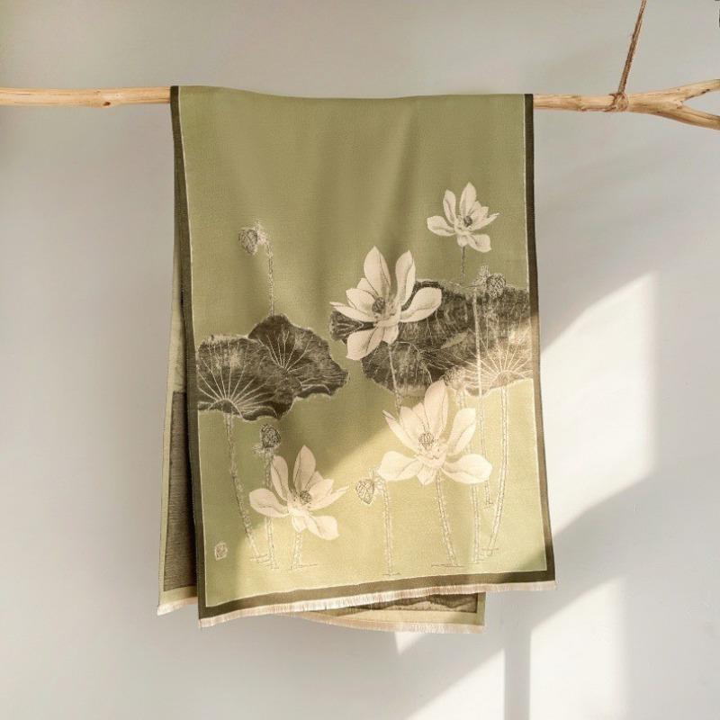 0G Thickened Version Retro Bird Scarf Women's Winter High-end Warm Scarf Imitation Cashmere Shawl