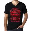 Мужская винтажная футболка с рисунком Футболка с v-образным вырезом California Trading 1951 Deep Black Red Text