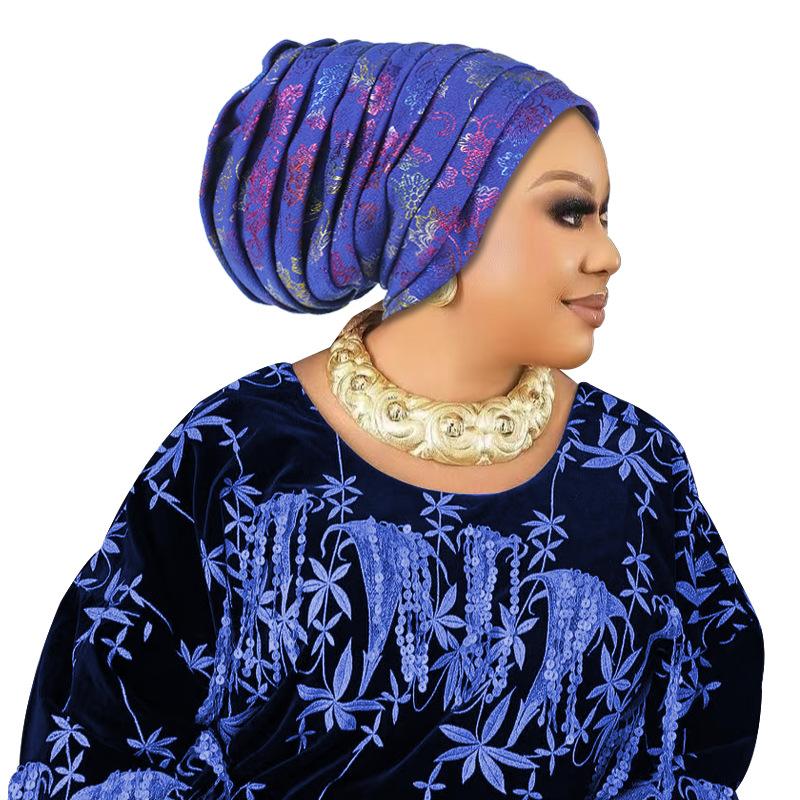 Glitter Full Body Pleated Turban Cap for Women