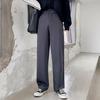 Stylish High-waist Suit Pants In Solid Colors For Casual Wide-leg Comfort