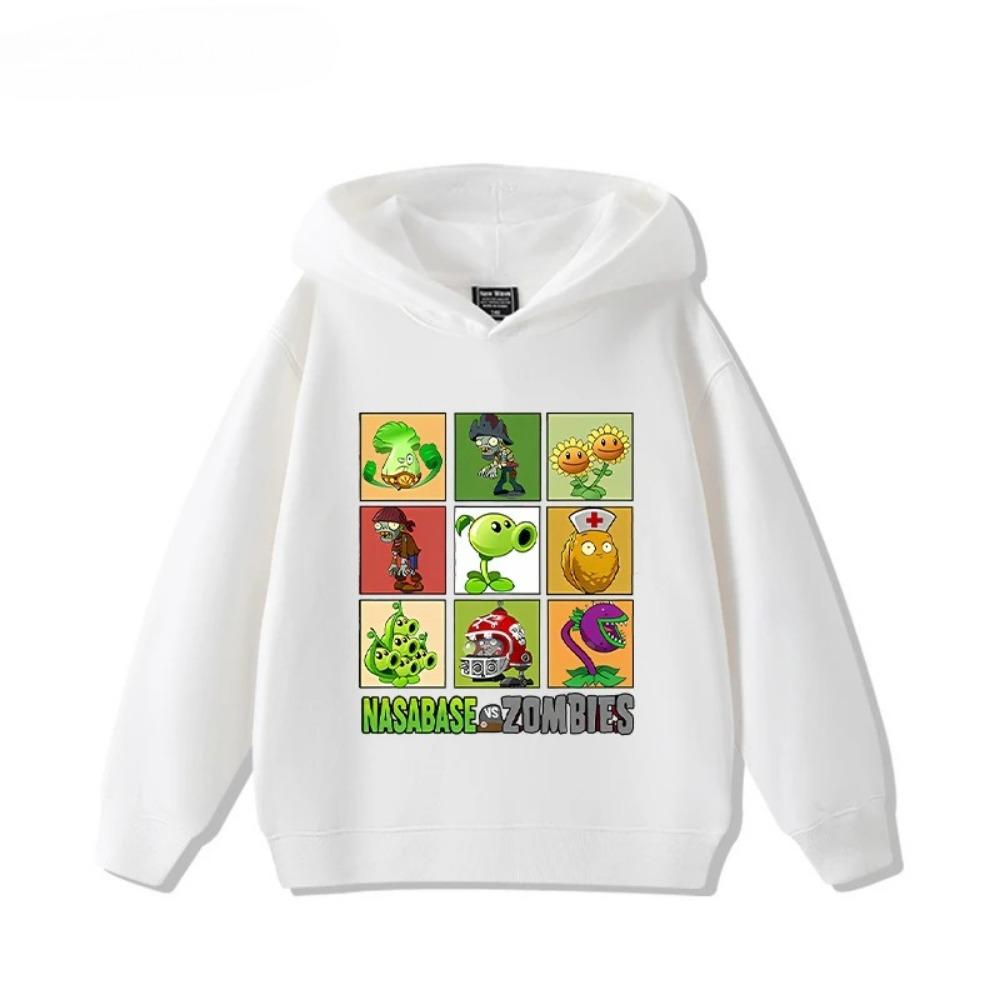 Casual kids hooded sweatshirt with colorful fantasy plant and monster cartoon, lightweight hoodie for autumn daily outfits and theme party.