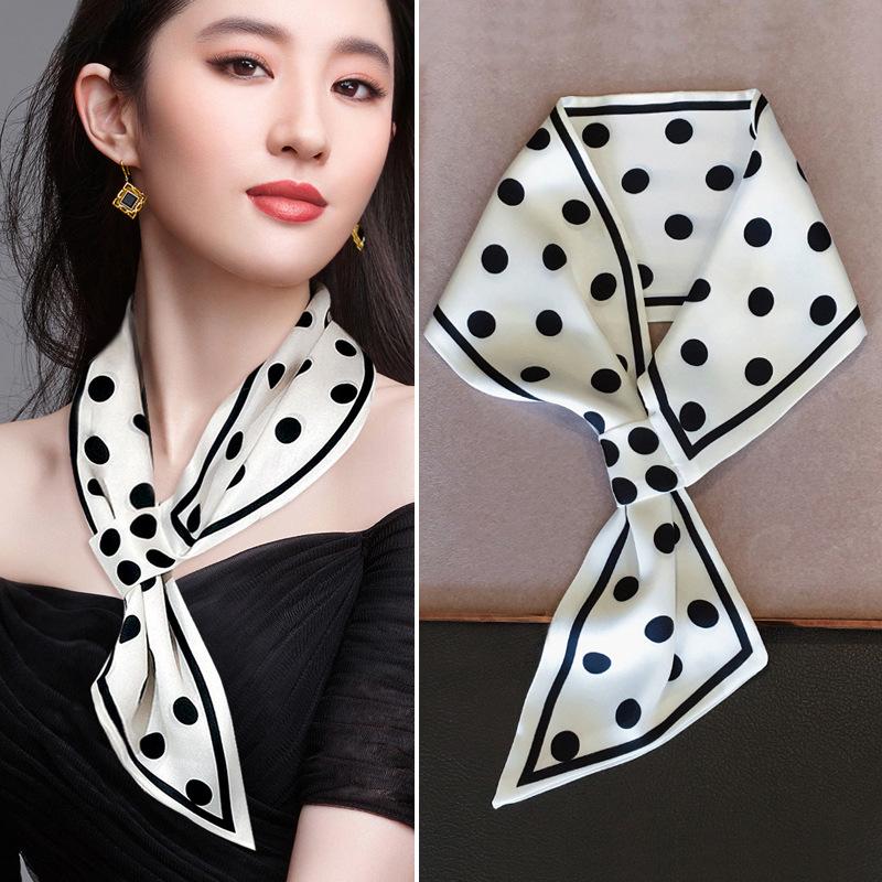 Silk Scarf Female Versatile Spring And Autumn Small Square Scarf Female Foreign Style Scarf Scarf Neck Protection Summer Scarf Silk Scarf Headband