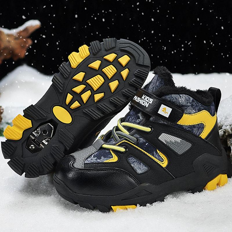 Winter Children's Basketball Sneakers Boys Cotton Shoes Fluffy Wolf Teeth Non-slip Warm Sports Shoes