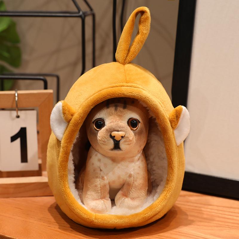 New Small Realistic Plush Toy Soft Dog Bed And Puppy 2-In-1 Plush Doll Kawaii Gift Stuffed Animal Giraffe Lion Tiger Plushies