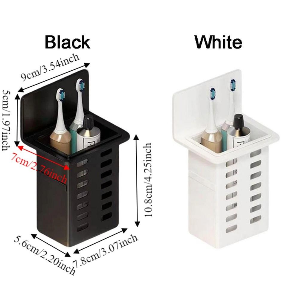 Plastic Wall Mounted Storage Box No Drill Self Adhesive Makeup Brush Storage Box Space Saving Simple Toothbrush Storage Rack