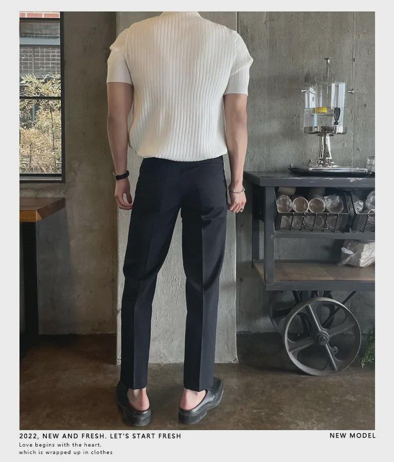 Мужская модная футболка-поло в японском стиле – летняя трикотажная однотонная футболка с короткими рукавами и лацканами