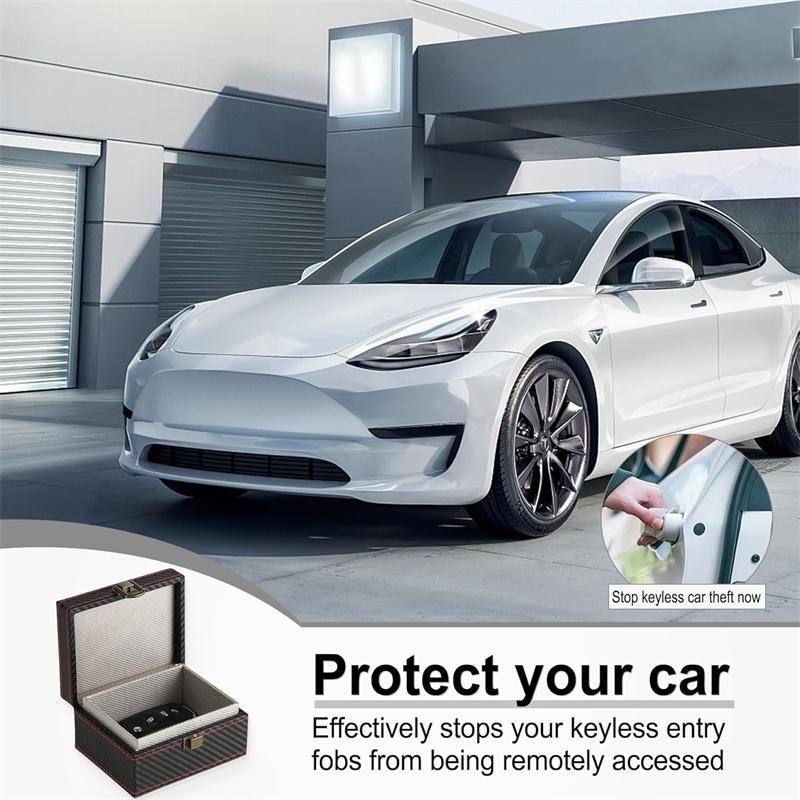 Автомобильный бесключевой ящик Фарадея с черным корпусом из искусственной кожи, противоугонный брелок, блокировщик сигналов RFID, ящик Фарадея, мобильный телефон